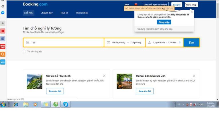 Hướng dẫn cách đặt phòng khách sạn trên booking